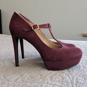 Burgundy Mary Jane Stiletto Pumps